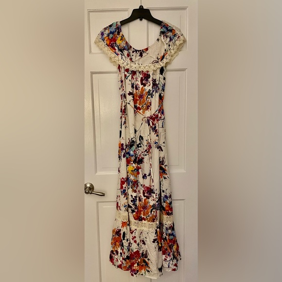 PinkBlush Maternity Ivory Abstract Floral Maxi Dress - Picture 1 of 5